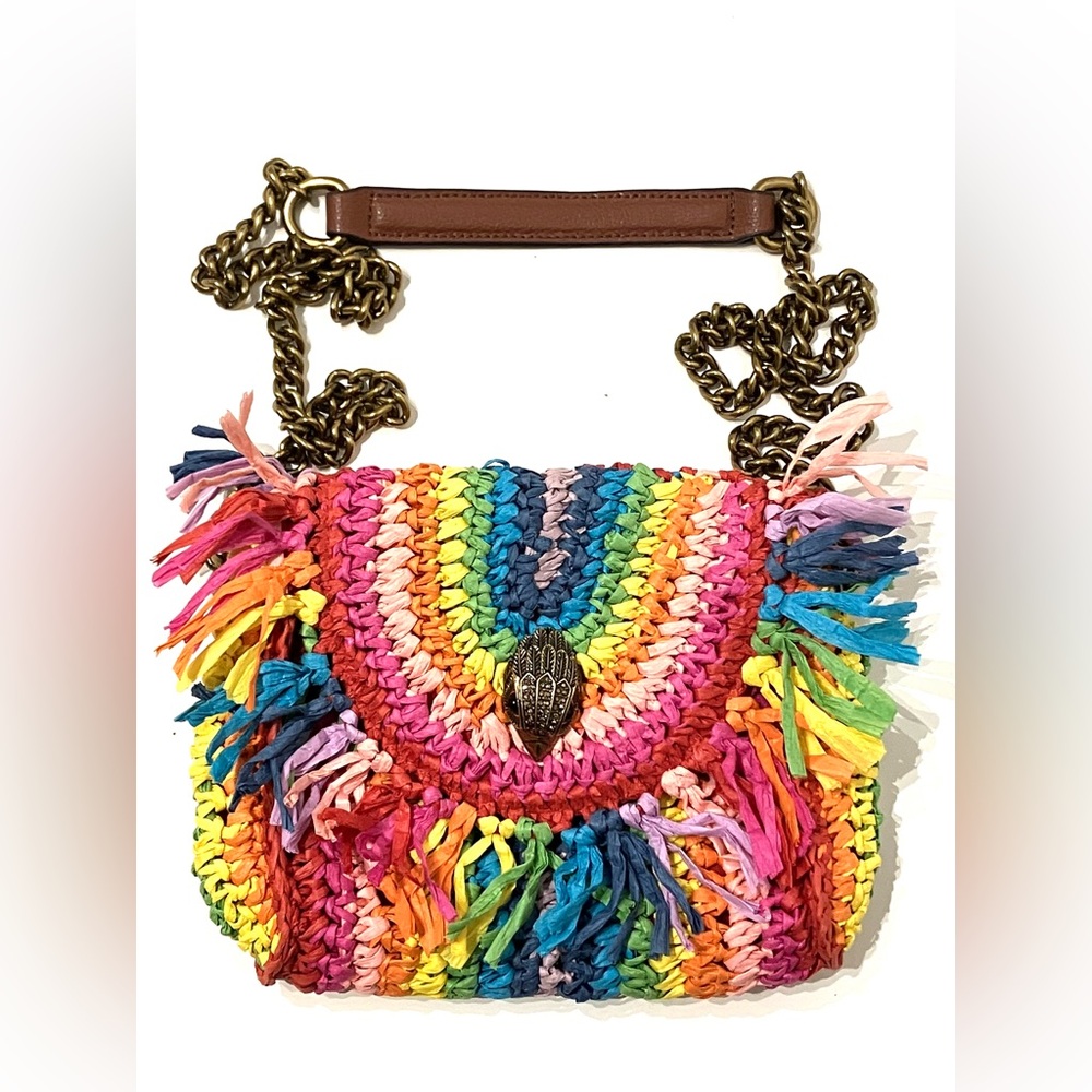 Kurt Geiger London Mini Kensington Rainbow Raffia Crossbody Bag